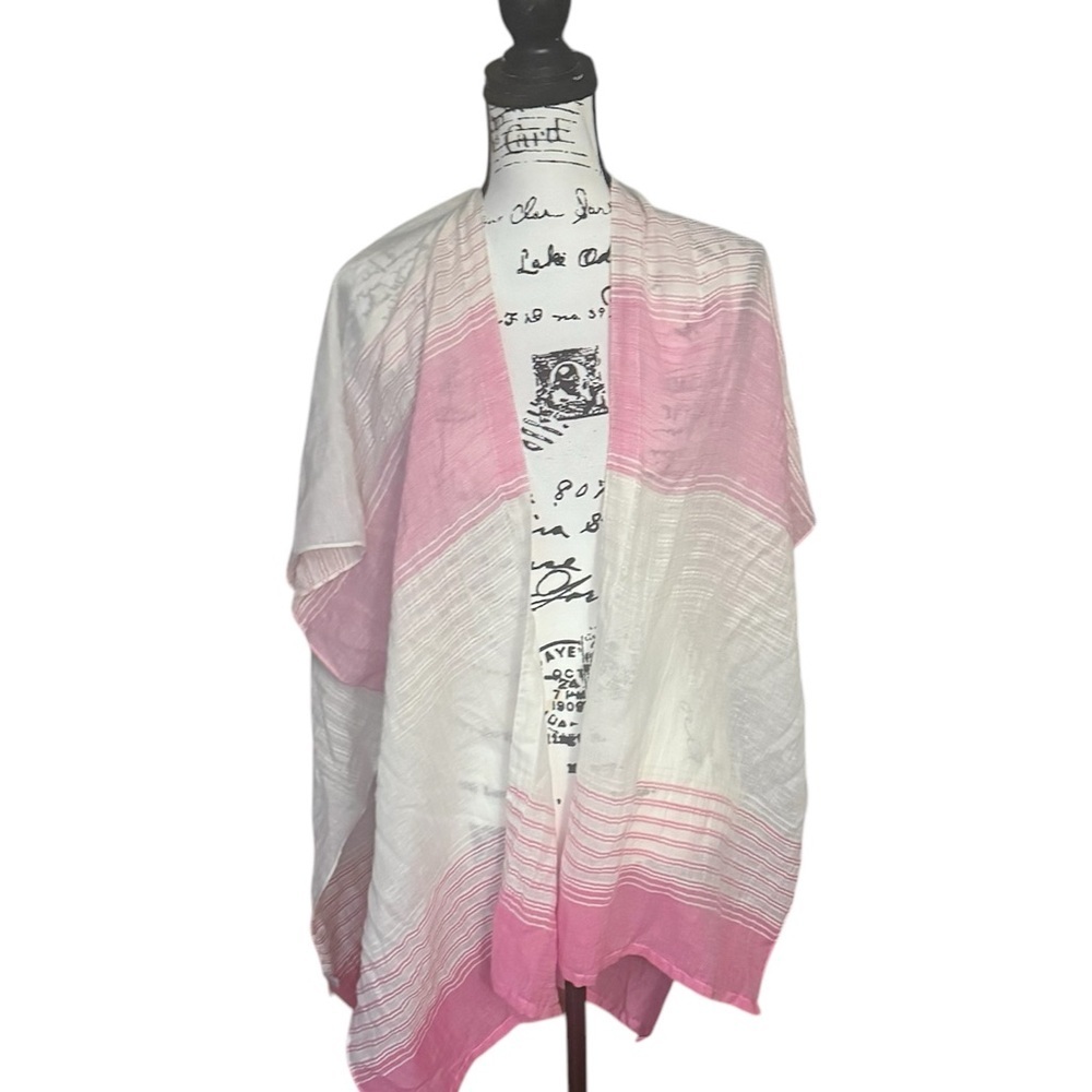 LOFT pink cream kimono open‎ front summer One Size Stripped